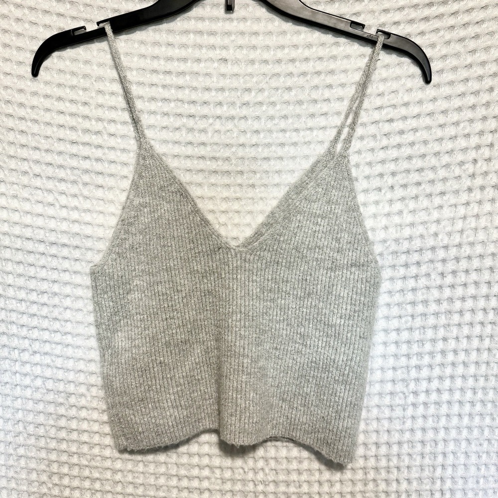 French Connection Cami Top Size M Gray Wool Blend Quiet Luxury Minimalist Layer